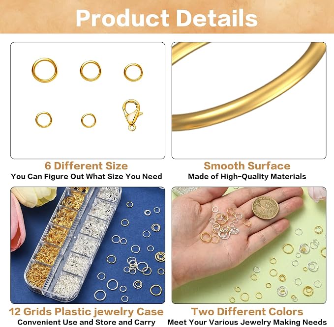 1440 Pcs Jump Rings for Jewelry Making Kits, - Image 3