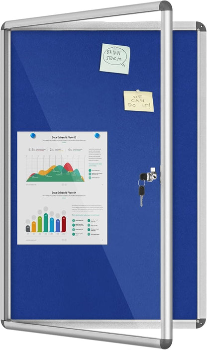 36"x24" Enclosed Bulletin Board, Lockable Weather-Resistant Aluminum Cork by MifuroOfficeProduct