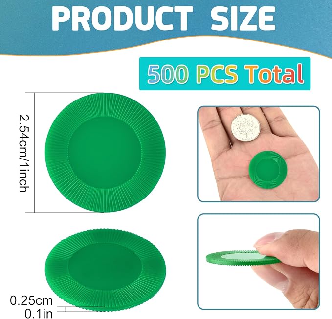 Coopay 500 Pieces Plastic Poker Chips, 1 Inch Bingo Chips Bulk Learning - Image 2