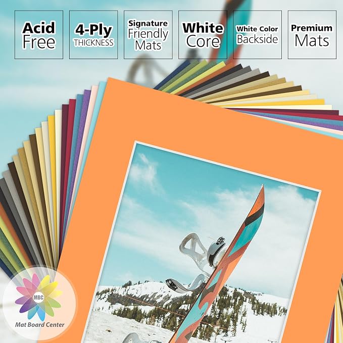 Mat Board Center, 11x14 for 8x10 Mix Color Picture Mat Sets - Image 2