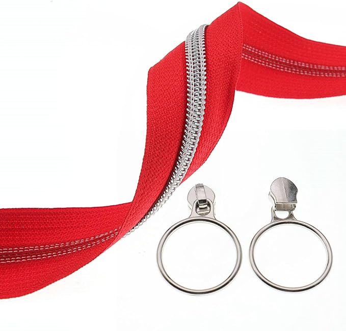 Leekayer #5 Silver Metallic Teeth Nylon Coil Zippers by The Yard Bulk 10 Yards by Leekayer