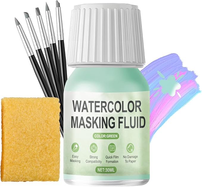 WANJAO Masking Fluid for Watercolor Painting, Liquid Masking Tape by Unknown