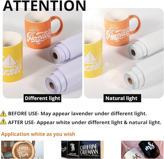 HTVRONT White Permanent Vinyl, Adhesive Vinyl Roll 12" x 40 FT - Image 5