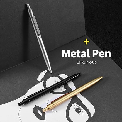 DUNBONG Black Metal Gel Pen, Gel Ink Ballpoint Pen, 0.5mm Retractable Ink Pen - Image 3