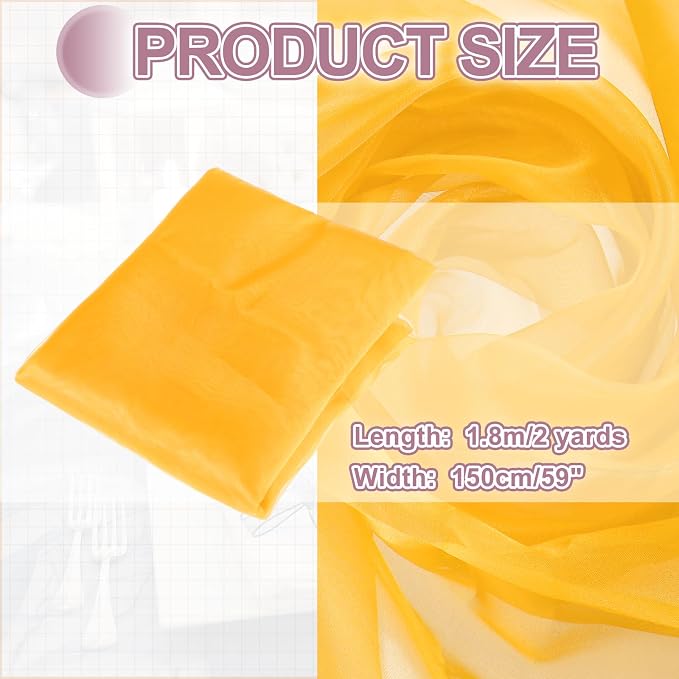 MECCANIXITY Iridescent Sheer Organza Fabric, 2 Yards x 59 Inches Solid - Image 2