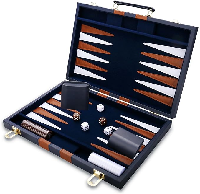 Backgammon Set - Classic Board Game - Portable Travel Strategy Backgammon Game by CAYOULR