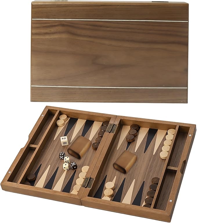 GSE Games & Sports Expert Premium Magnetic Wooden Folding Inlay Backgammon by GSEGamesSportsExpert