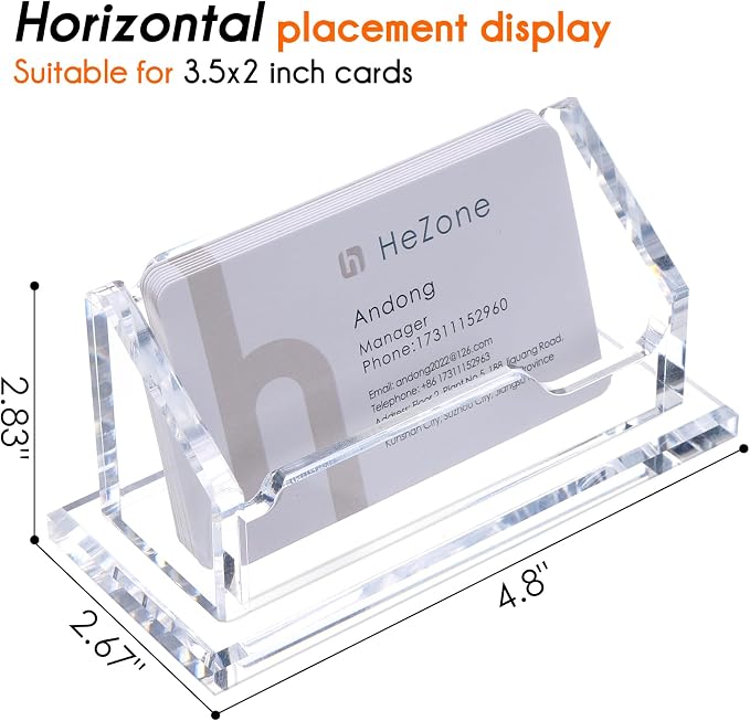 Acrylic Card Holder Clear Horizontal Business Card Organizer Stand - Image 3