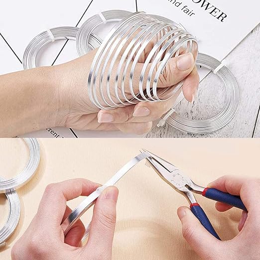 Cinvo 3 Rolls Flat Craft Wire Jewelry Wire Flexible Aluminum Wire Tarnish - Image 6