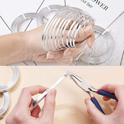Cinvo 3 Rolls Flat Craft Wire Jewelry Wire Flexible Aluminum Wire Tarnish - Image 6