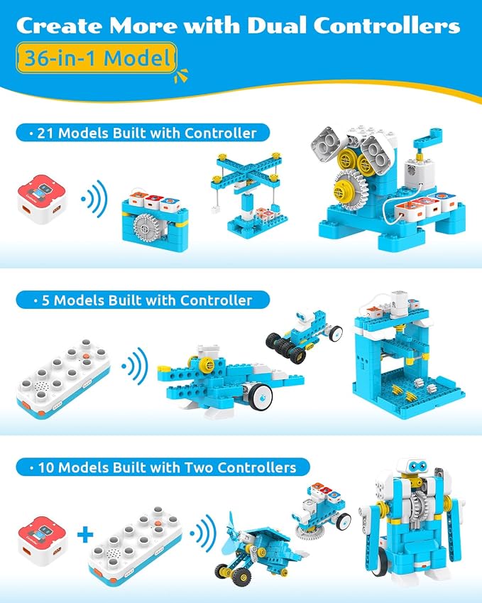 WhalesBot A7 36-in-1 Kids Coding & RC Robot Kit, 160+ Piece Educational - Image 2