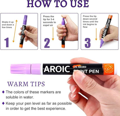 AROIC Paint Pens Paint Markers, 16 colors Oil-Based Waterproof Painting Marker - Image 5
