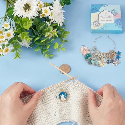 SUNNYCLUE 1 Box 20Pcs Stitch Markers Crochet Stitch Marker Cute Planet Moon - Image 3
