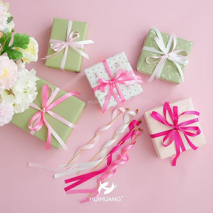 HUIHUANG Pink Satin Ribbon 1/2 inch X 50 Yards Continuous, Baby Pink - Image 4