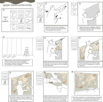 AFZEVEB-Vintage Animal Wallpaper Cartoon Aircraft Map Wall murals - Image 6