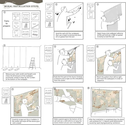 AFZEVEB-Vintage Animal Wallpaper Cartoon Aircraft Map Wall murals - Image 6