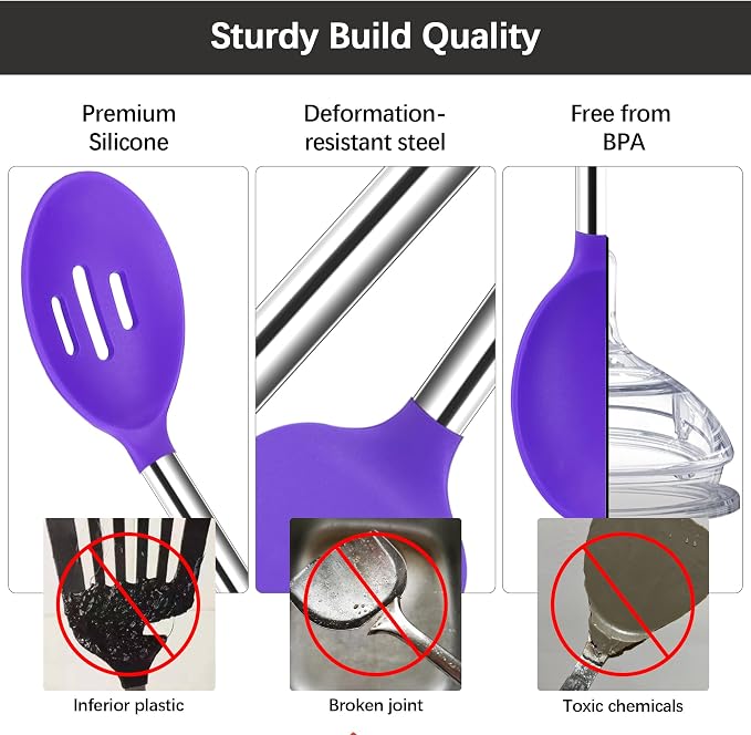 Silicone Spatula Spoon Set, BPA Free Kitchen Turners - Image 5