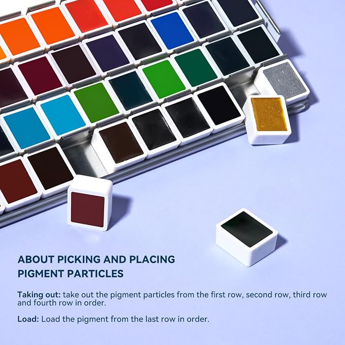 MeiLiang Watercolor Paint Set 52 Colors in Half Pans - Image 5