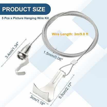 uxcell 2Pcs Picture Hanging Wire Kit, 3 m x 1.5 mm Heavy Duty Picture Hangers - Image 2