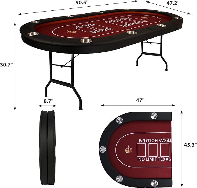 Upgrade 91'' Foldable Poker Table - Image 5