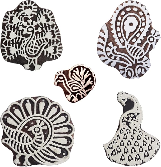 Royal Kraft Peacock Wooden Printing Stamps - Image 2