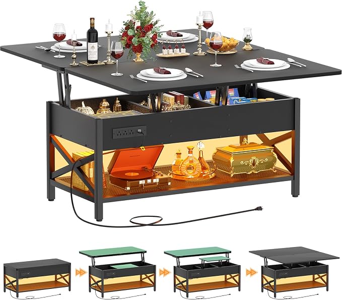 Aheaplus Coffee Table Lift Top Multi-Function Coffee Table Converts to Dining by Aheaplus