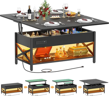 Aheaplus Coffee Table Lift Top Multi-Function Coffee Table Converts to Dining by Aheaplus