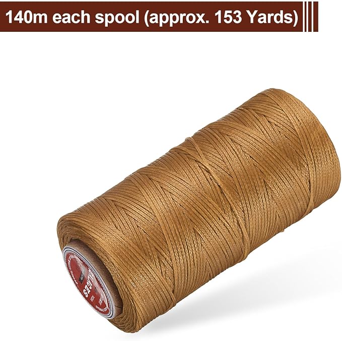 uxcell Flat Leather Sewing Waxed Thread, 140m / 153 Yards Polyester Wax String - Image 3