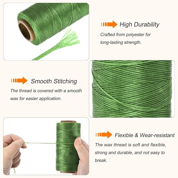 MECCANIXITY Waxed Thread, 197 Yard 1mm 210D Flat Wax Thread Polyester Waxed - Image 3
