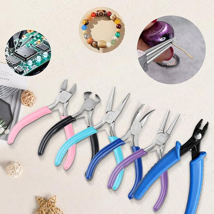 6 Pcs Jewelry Pliers Set, Include Needle Round Bent Nose Zipper Wire Cutter - Image 5