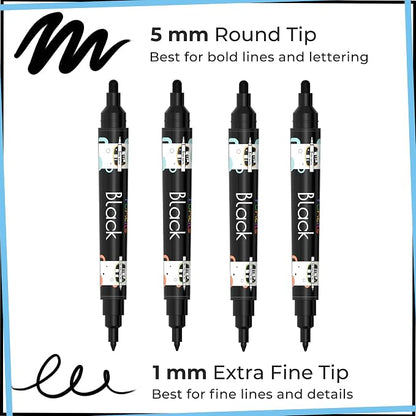 4 Dual Tip Black Paint Pens - Image 2