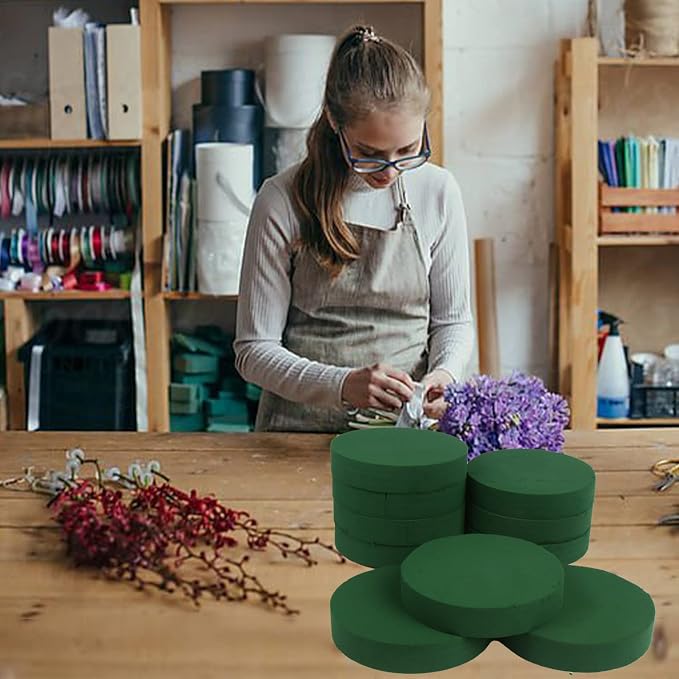KIMOBER 10PCS 8" Large Round Floral Foam Bricks, Wet Green Foam Blocks - Image 5