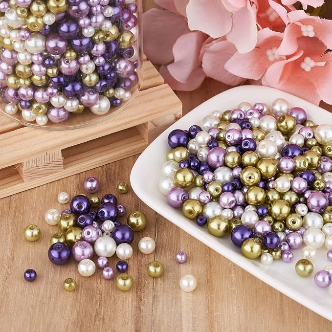 About 1840Pcs 4/6/8mm Glass Pearl Beads Pearlized Beads Multi Colors Round - Image 5