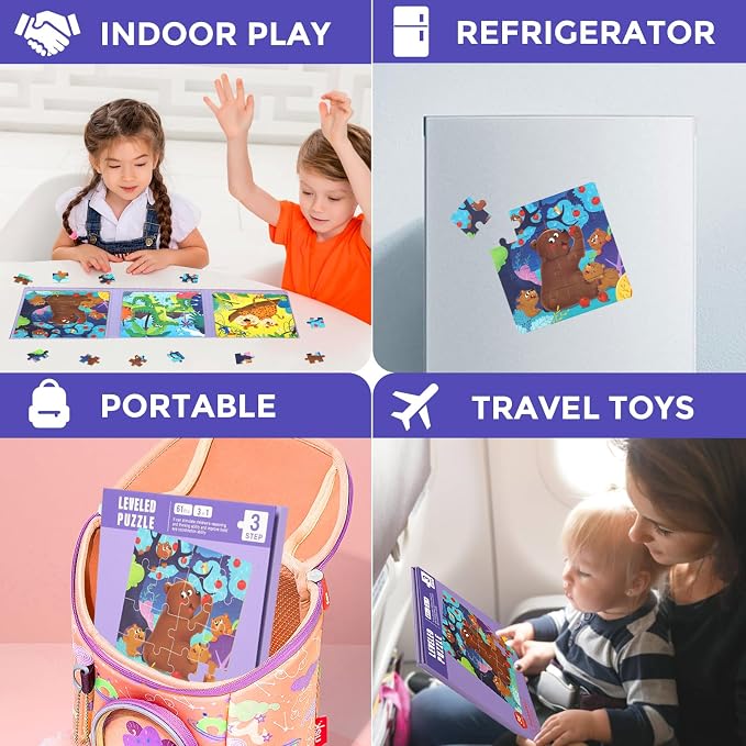 3 in 1 Toddlers Animal Magnetic Jigsaw Puzzle, Travel Puzzles - Image 7
