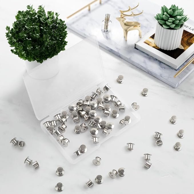 70 PCS Locking Pin Backs, Metal Pin Locks Locking Pin Keeper Clasp - Image 7