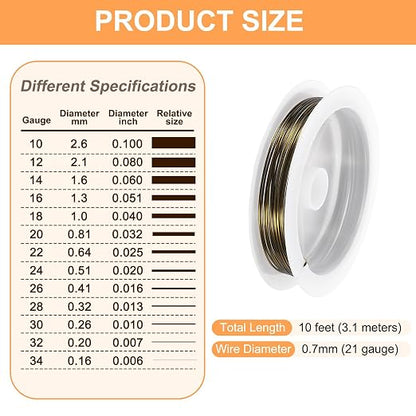 HARFINGTON 10ft Jewelry Wire, 22 Gauge Brass Craft Soft Metal Tarnish Resistant - Image 2