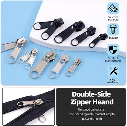 Glarks 85pcs #3#5#8 Zipper Repair Kits Includes 39pcs Metal Zipper 30pcs U - Image 5