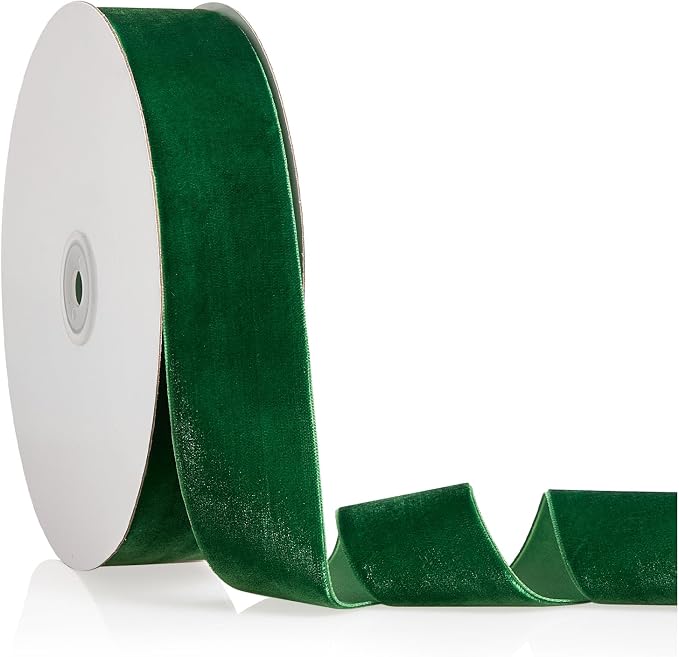 1.5" X 20 Yards Emerald Green Velvet Ribbon by Bomybaw