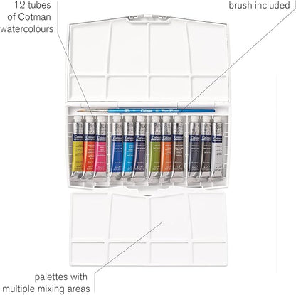 Winsor & Newton Cotman Watercolor Paint Set, 12 Colors, 8ml Tubes w/ Brush - Image 5