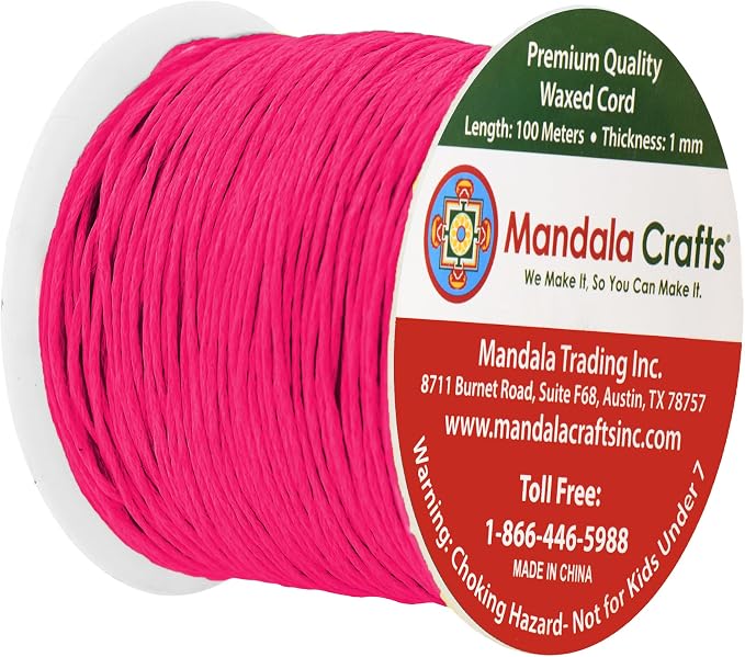 Mandala Crafts 1mm 109 Yards Hot Pink Cotton Waxed Cord - Image 2