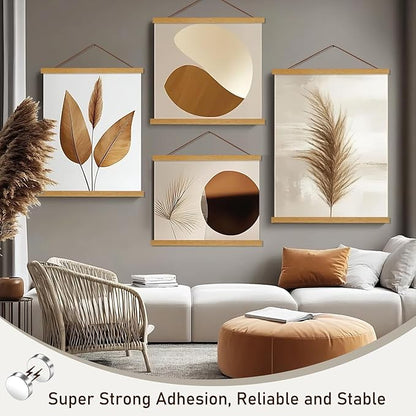 Artmag Magnetic Poster Hanger Frame, 38x26 38x23 38x24 Light Wood Wooden Magnet - Image 6