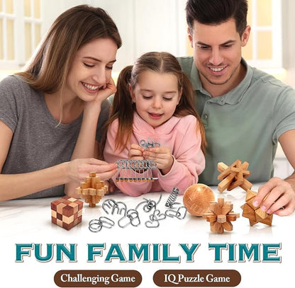 Brain Teaser Wooden Metal Puzzles - Image 4