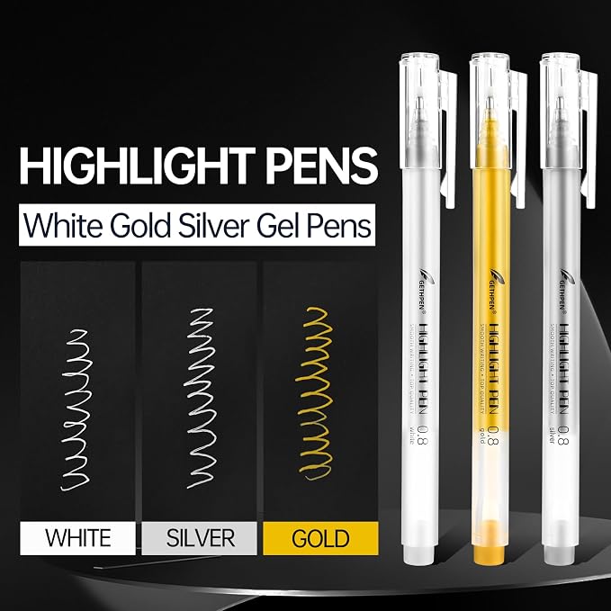 0.8mm Gold Gel Pens 3-Pack – Extra Fine Point Opaque Ink - Image 3