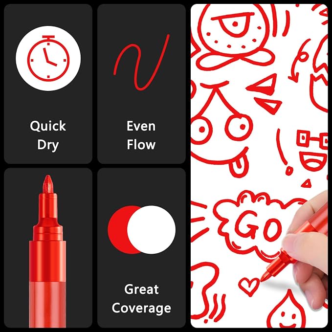 SFAIH Acrylic Red Paint Pens - Image 5