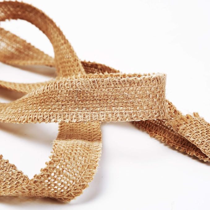 KINJOEK 1 Inch Wide 82 Yards Burlap Ribbon, Natural Jute Fabric Ribbon - Image 8
