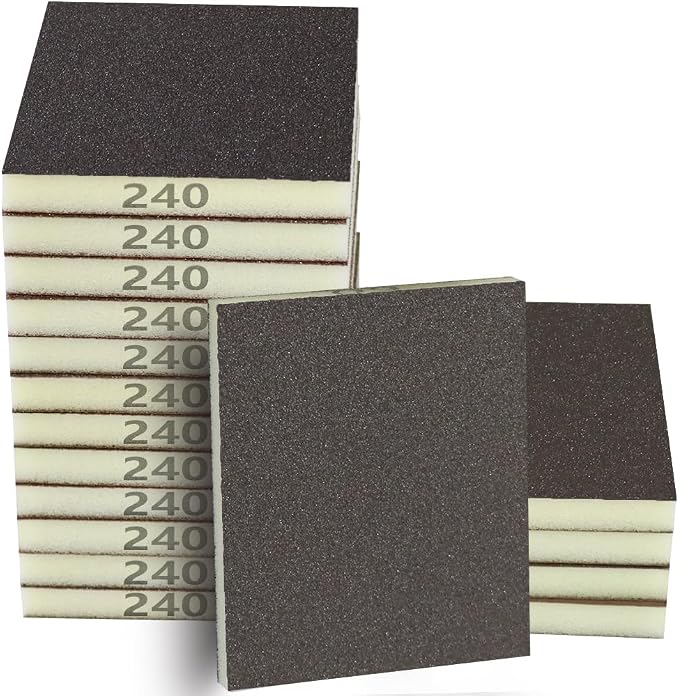 16PCS 240 Grits Sanding Sponge Fine Coarse Sanding Block, Washable and Reusable by Necosthua