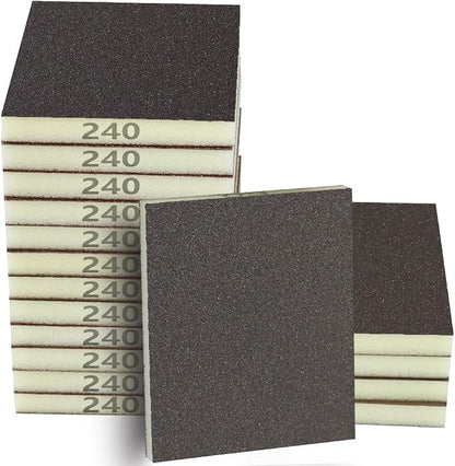 16PCS 240 Grits Sanding Sponge Fine Coarse Sanding Block, Washable and Reusable by Necosthua
