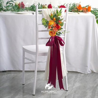 HUIHUANG Wine Red Ribbon 2 inch Wide Double Face Satin Ribbon Maroon Fabric - Image 5