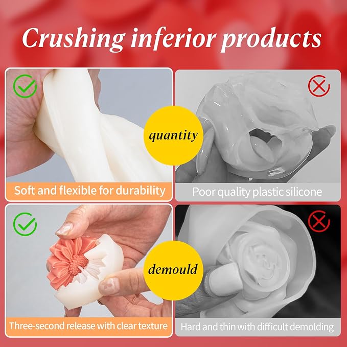2Pcs Flower Daisy Valentine Silicone Candle Making molds Silicone Flower Shapes - Image 3