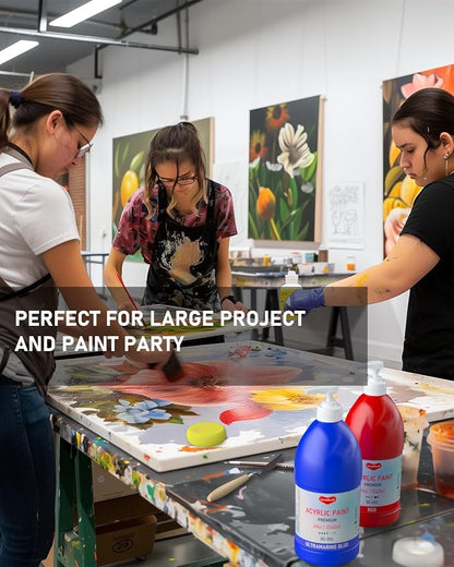 6 Colors Large Acrylic Paint Set Art Painting Bulk Supplies - Image 4
